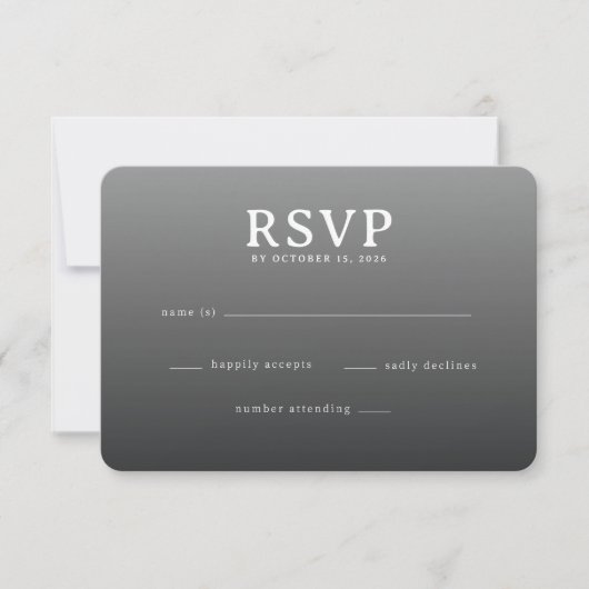 Sophisticated Gray Minimalist RSVP Karte (Vorderseite)