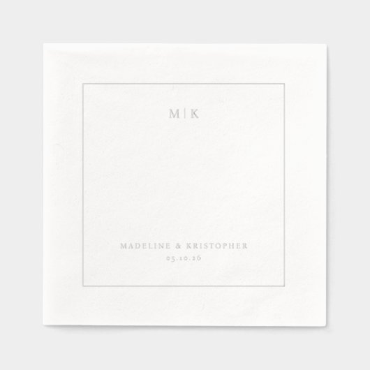 Sophisticated Gray Minimalist Typographic Servietten Mit Folie (Vorderseite)