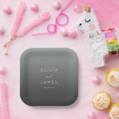 Sophisticated Gray Minimalist Wedding Pappteller (Party)