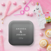 Sophisticated Gray Minimalist Wedding Pappteller (Party)