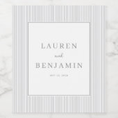 Sophisticated Gray Striped Minimalist Weinetikett (Einzelnes Label)