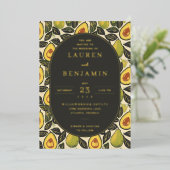 Sophisticated Green Avocado Folieneinladung (Stehend vorne)