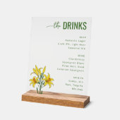 Sophisticated Green Minimalist Floral Beverage Men Acrylschild (Winkel)