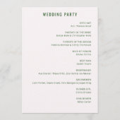 Sophisticated Green Minimalist Wedding Ceremony Programm (Rückseite)