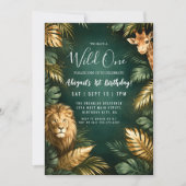 Sophisticated Jungle "Wild One" 1st Birthday  Einladung (Vorderseite)