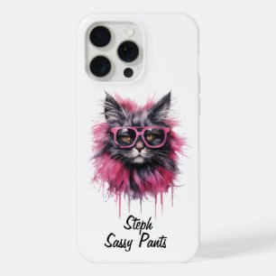 Sophisticated Katze mit Brille iPhone / iPad-Hülle 15 Pro Max Hülle