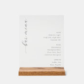 Sophisticated Minimalist Bar Menu Acrylschild (Vorderseite)