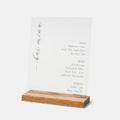 Sophisticated Minimalist Bar Menu Acrylschild (Winkel)