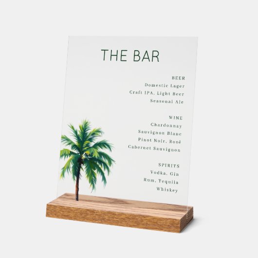 Sophisticated Minimalist Palm Tree Menu Acrylschild (Winkel)