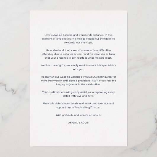 Sophisticated Minimalist Photo Elegant Script Folieneinladung (Rückseite)