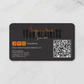 Sophisticated Modern Black Orange Logo Generic  Visitenkarte (Rückseite)