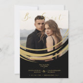 Sophisticated Modern Faux Golden Abstract Photo Save The Date (Vorderseite)
