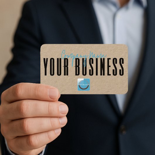 Sophisticated Modern Kraft Blue Logo Generic Visitenkarte