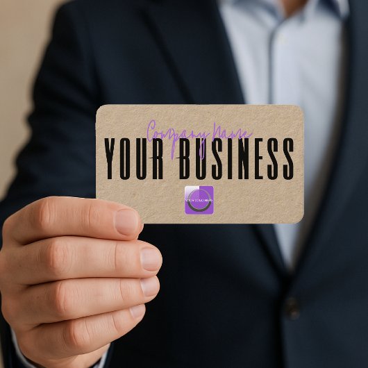 Sophisticated Modern Kraft  Purple Logo Generic  Visitenkarte