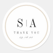 Sophisticated monogram minimalalist wedding favor runder aufkleber (Vorderseite)