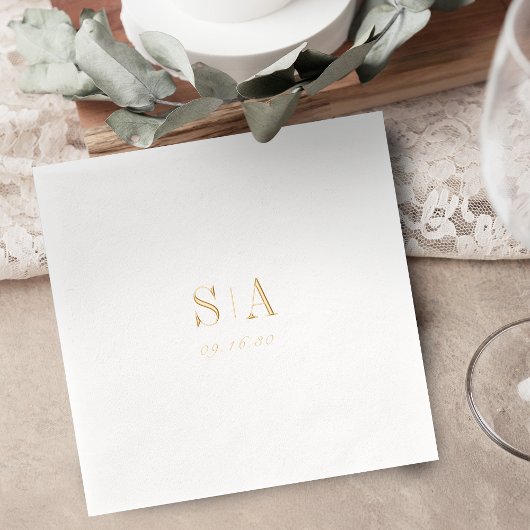 Sophisticated monogram minimalist wedding servietten mit folie