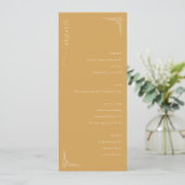 Sophisticated Mustard Yellow Minimalist Wedding Me Menükarte (Stehend Vorderseite)
