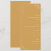 Sophisticated Mustard Yellow Minimalist Wedding Me Menükarte (Vorne/Hinten)