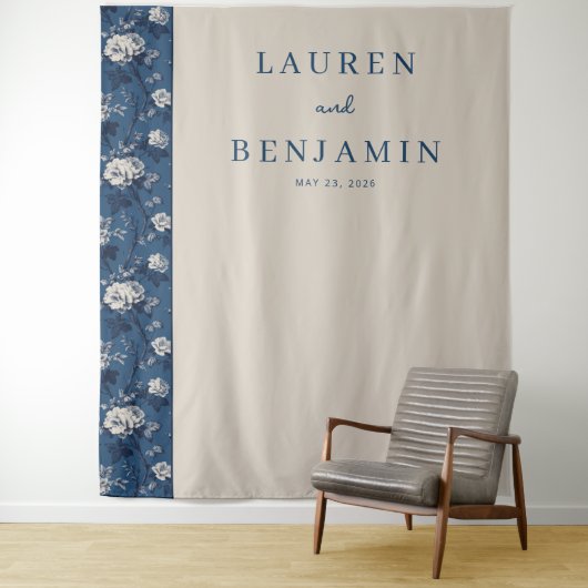 Sophisticated Navy Floral Wandteppich (Beispiel)