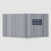 Sophisticated Navy Gestreift Minimalist Gästebuch (Voll)