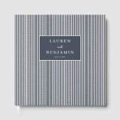 Sophisticated Navy Gestreift Minimalist Gästebuch (Vorderseite)