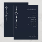 Sophisticated Navy Minimalist Wedding Program Programm (Vorne/Hinten)