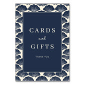 Sophisticated Navy Seashell Border Tischnummer (Rückseite)