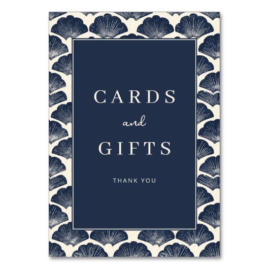 Sophisticated Navy Seashell Border Tischnummer (Vorderseite)