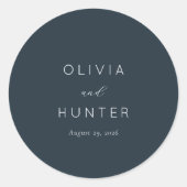 Sophisticated Navy Typographic Runder Aufkleber (Vorderseite)