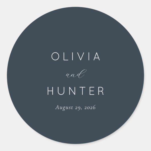 Sophisticated Navy Typographic Runder Aufkleber (Vorderseite)