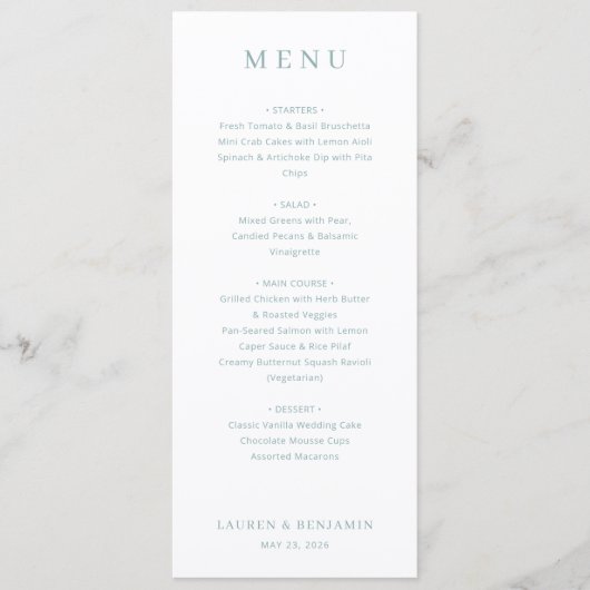 Sophisticated Off-White Menu Template Menükarte (Vorderseite)