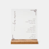 Sophisticated Off-White Minimalist Bar Menu Acrylschild (Vorderseite)