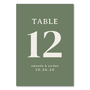 Sophisticated Olive Typografisch Tischnummer