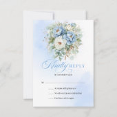 Sophisticated Pastel Blue Floral Wedding RSVP Card Karte (Vorderseite)