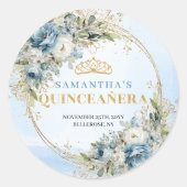 Sophisticated Pastel Blue Gold Eucalyptus Sticker (Vorderseite)