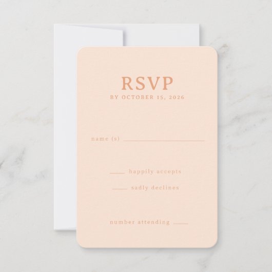 Sophisticated Peach RSVP Card Karte (Vorderseite)