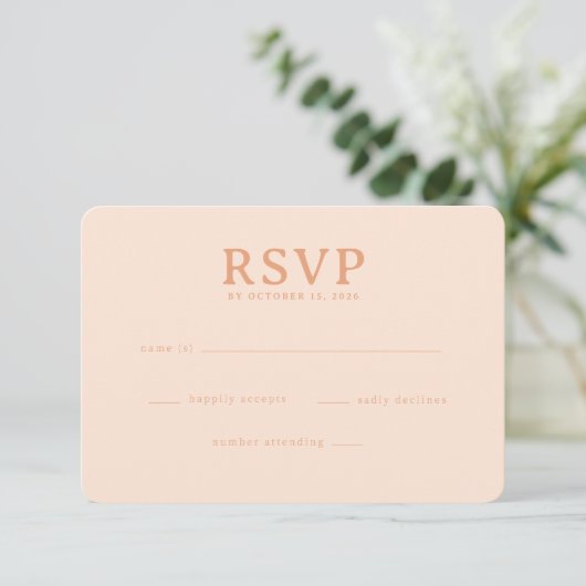 Sophisticated Peach RSVP Card Karte (Stehend Vorderseite)