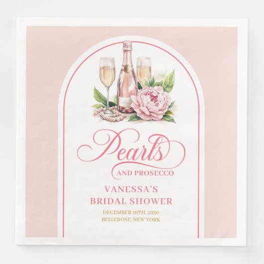 Sophisticated Pearls and Prosecco Bridal Napkins Serviette (Vorderseite)