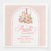 Sophisticated Perlen und Prosecco-Brautparty Serviette (Vorderseite)