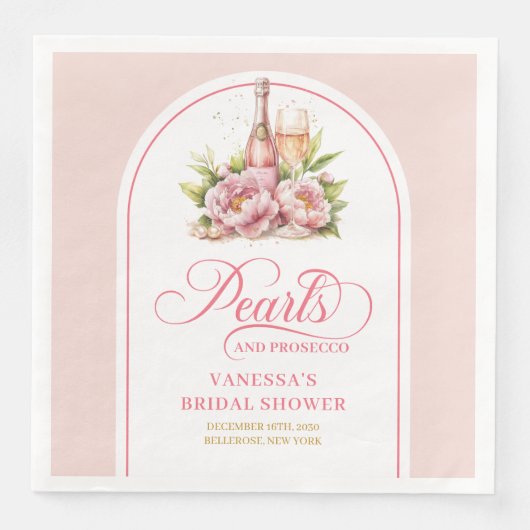 Sophisticated Personalized Blush and Gold Napkin Serviette (Vorderseite)