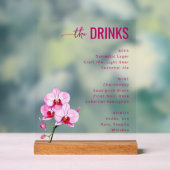 Sophisticated Pink Floral Beverage Menu Acrylschild (Neutral)