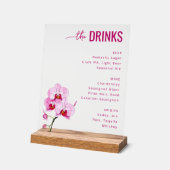 Sophisticated Pink Floral Beverage Menu Acrylschild (Winkel)