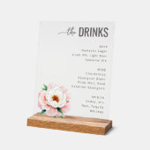 Sophisticated Pink Floral Beverage Menu Acrylschild (Winkel)