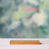 Sophisticated Pink Minimalist Beverage Menu Acrylschild (Neutral)