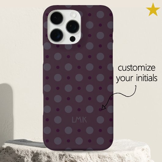 Sophisticated Purple Dots Custom Name Initials Case-Mate iPhone Hülle