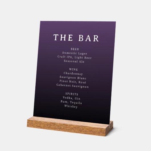 Sophisticated Purple Gradient Bar Menu Acrylschild (Winkel)