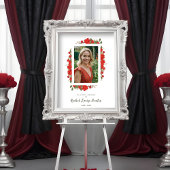 Sophisticated Red Floral Garland In Loving Memory Poster