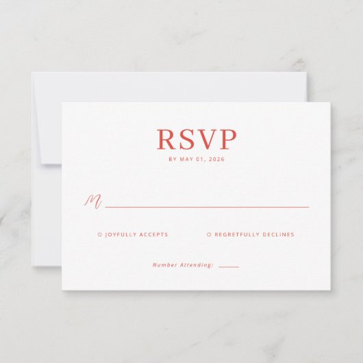 Sophisticated Red RSVP Card Karte (Vorderseite)