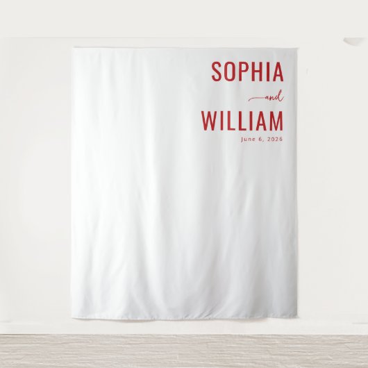 Sophisticated Red Typographic Names Wandteppich (Vorderseite)