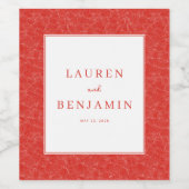 Sophisticated Red Wedding Invitation Weinetikett (Einzelnes Label)